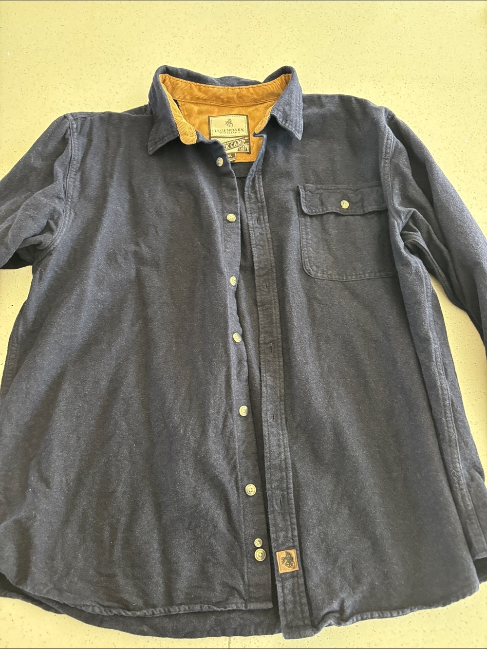 Legendary Whitetails Navy Button-Down Shirt with Mustard Contrast Collar